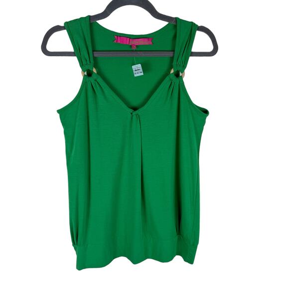 BB Dakota NWT Green Stretchy Soft Knit Modal V-Neck Tank Blouse Size L - Picture 1 of 8